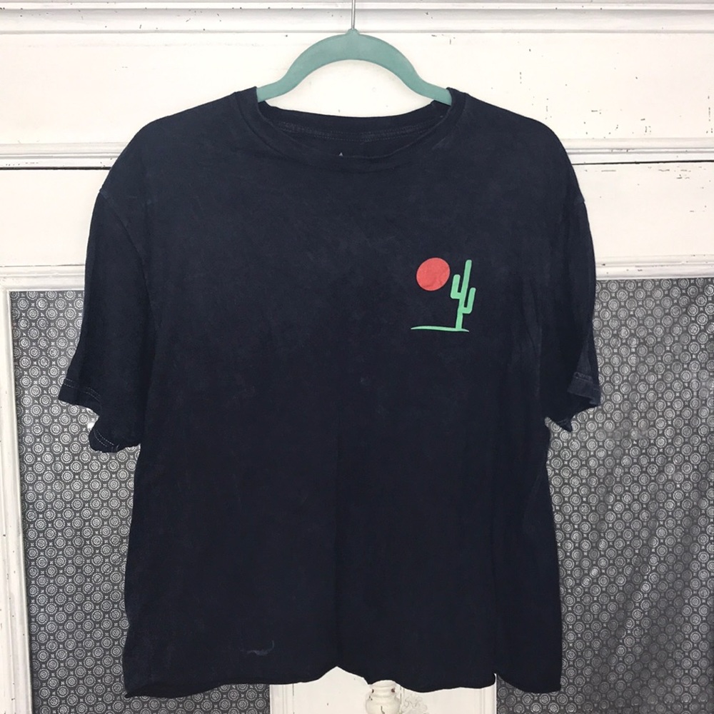 Navy Blue Cropped Cactus Tee